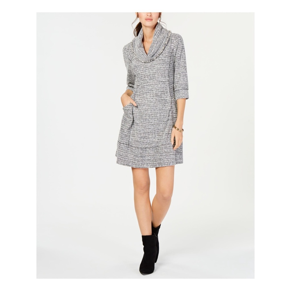 Signature by Robbie women’s sweater dress Cowl Neck Short Shift Dress Petite PM